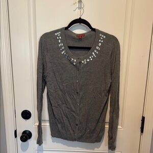 Gray Cardigan with Silver Embellishments